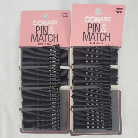 Two Packs Conair Pin & Color Match Bobby Pin BLACK 90 ea = 180! NEW FREE SHIP - Picture 1 of 3